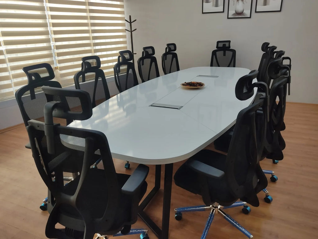 Büyük Oval Toplantı Masası Beyaz ISTANBUL