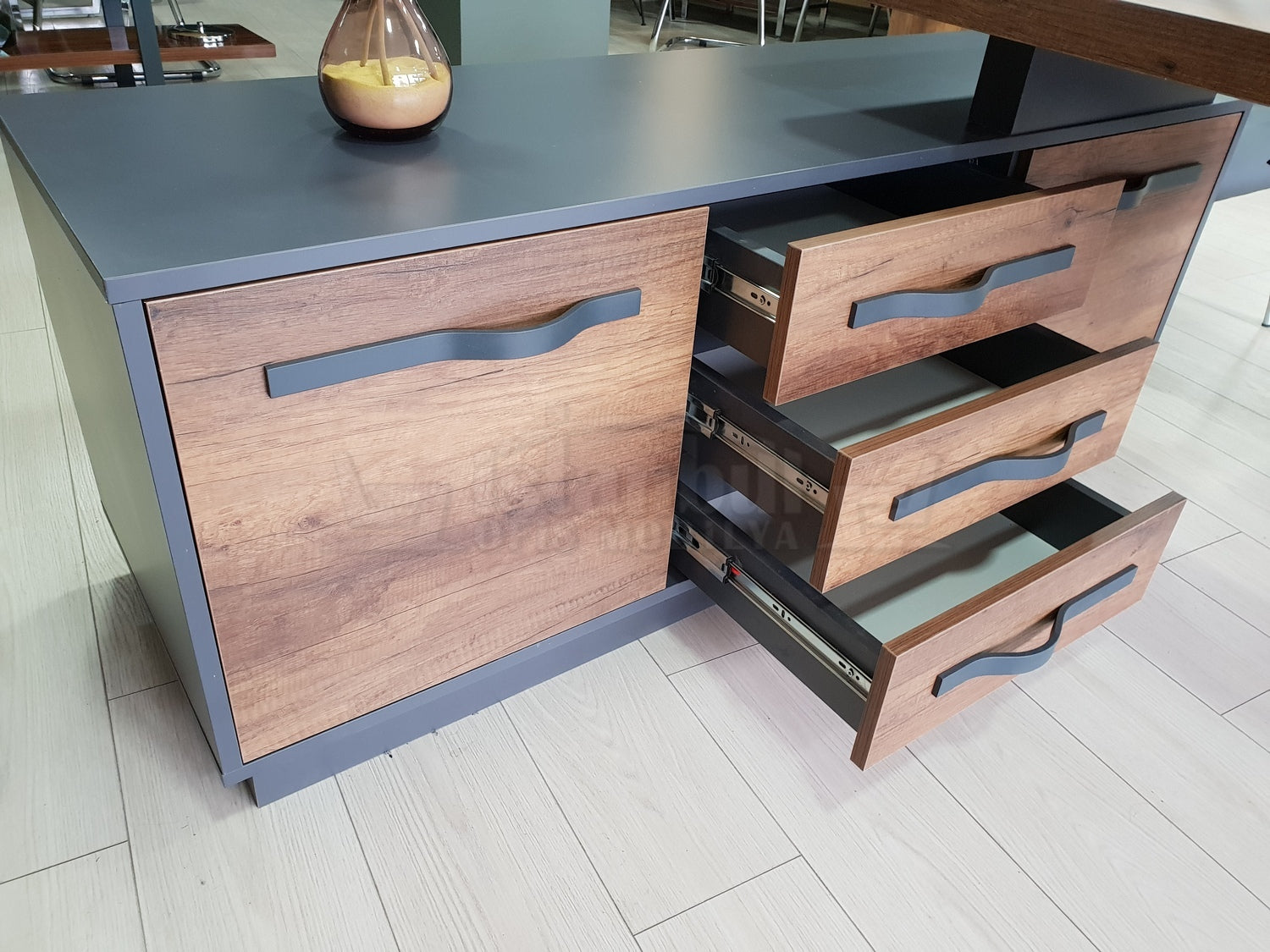 Istanbul Office Executive Desk Set Elegant - Baroque Anthracite