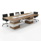 İstanbul Ofis Mobilya Fes toplantı masası, ahşap ve beyaz renkli, 200x120x75 cm, modern ofisler için.