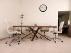 İstanbul Ofis Mobilya ahşap tasarım, çapraz ayaklı, 220x100 cm ölçülerinde modern ofis toplantı masası.