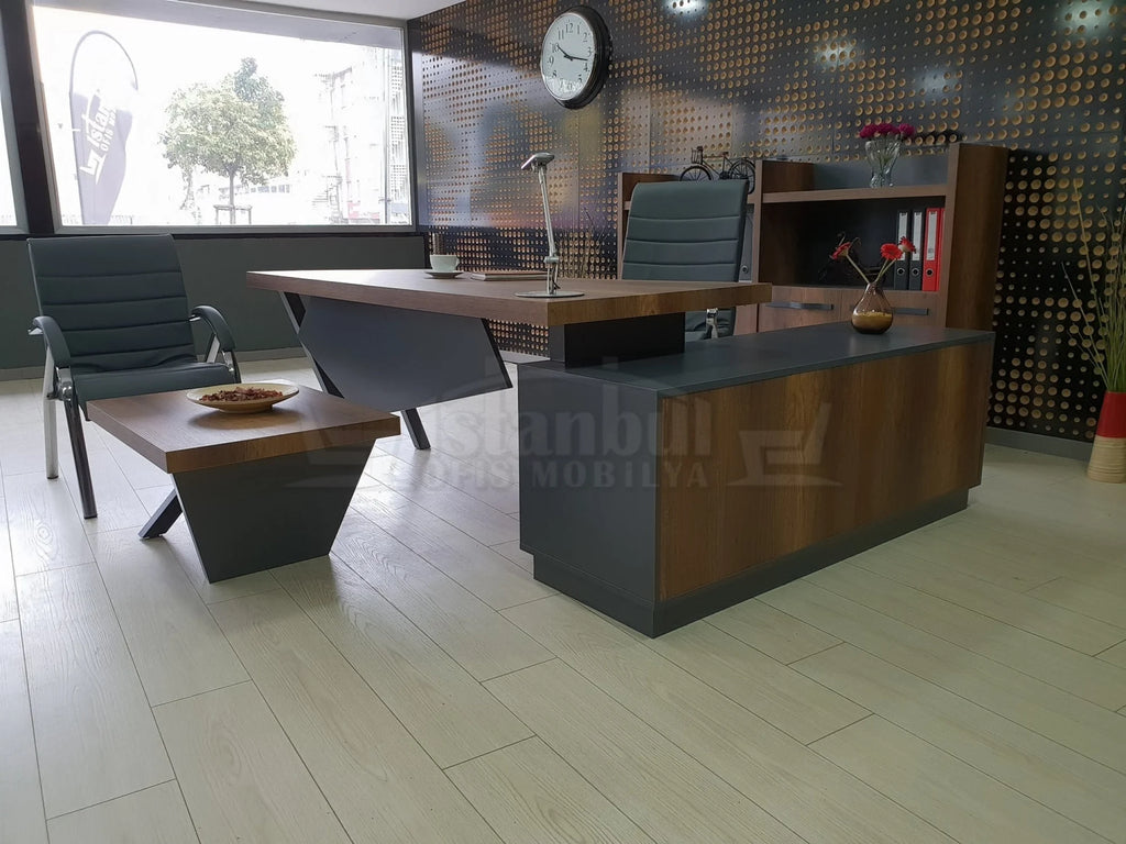 İstanbul Ofis Yönetici Masa Takımı Elegant - Barok Antrasit ISTANBUL
