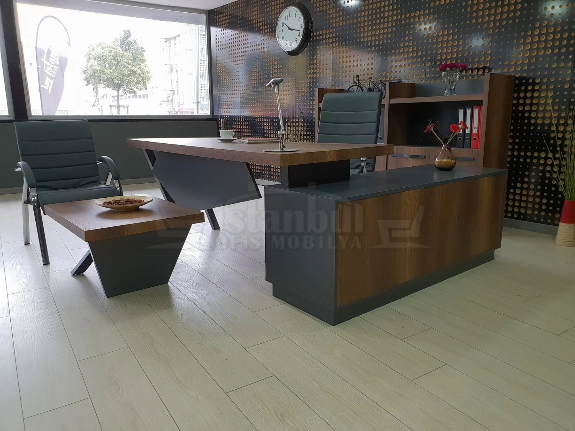 İstanbul Ofis Yönetici Masa Takımı Elegant - Barok Antrasit ISTANBUL