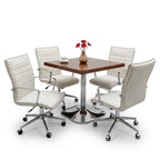 İstanbul Ofis Mobilya marka 90x90cm kare ahşap tablalı ve krom ayaklı modern toplantı masası