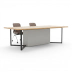 İstanbul Ofis Mobilya Cape Town toplantı masası, ahşap üst yüzey, gri kaide ve metal ayaklara sahip, 300x130x75 cm.