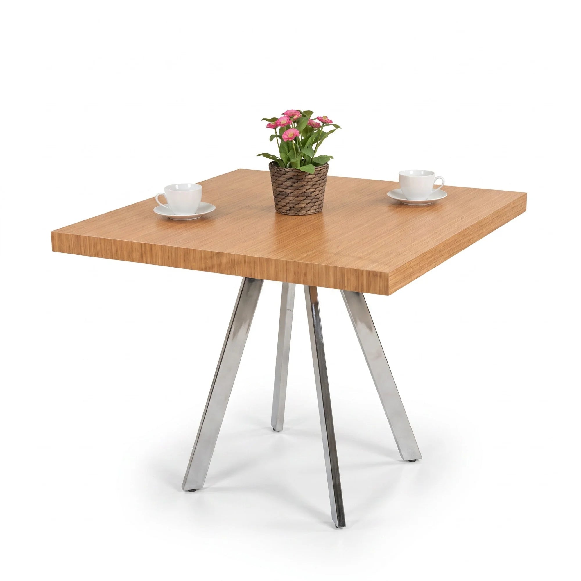 İstanbul Ofis Mobilya Oxford 90x90cm ahşap görünümlü kare toplantı masası, metal ayaklı modern ofis mobilyası