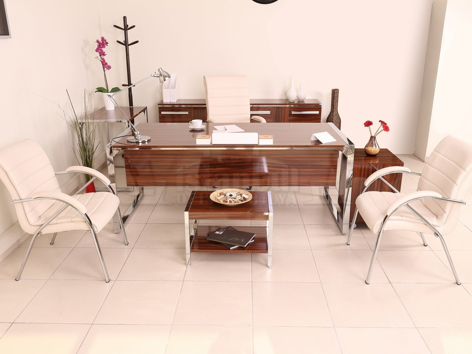 Istanbul Office Desk Apple Executive Set Walnut