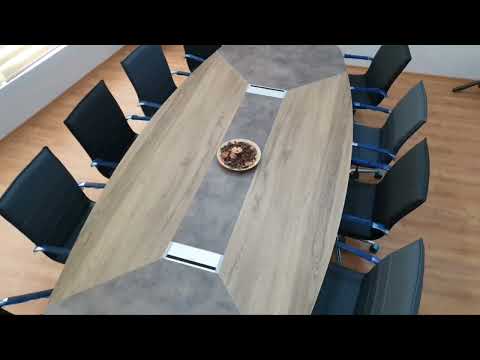 Large Oval Meeting Table Baroque Anthracite